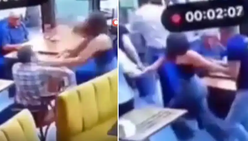 Garsonla Tartışan Müşteri, Feci Şekilde Tekme Tokat Dayak Yedi!